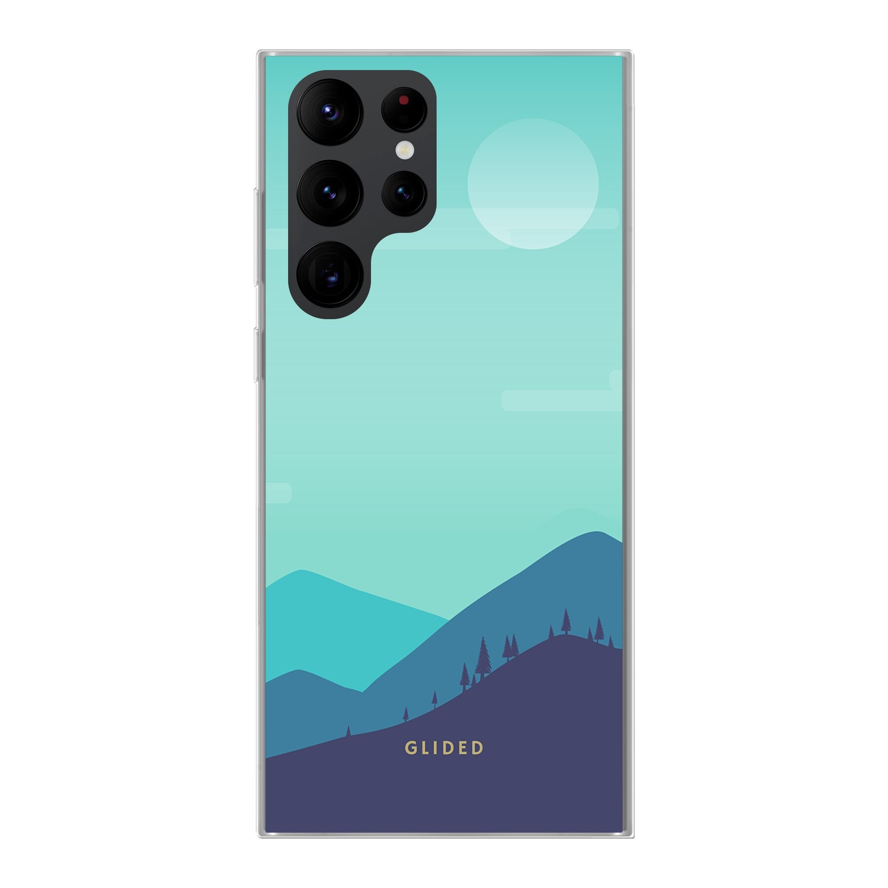 Alpine Handyhülle für Samsung Galaxy S22 Ultra mit einzigartigem Bergdesign, bietet stilvollen Schutz und präzise Aussparungen.